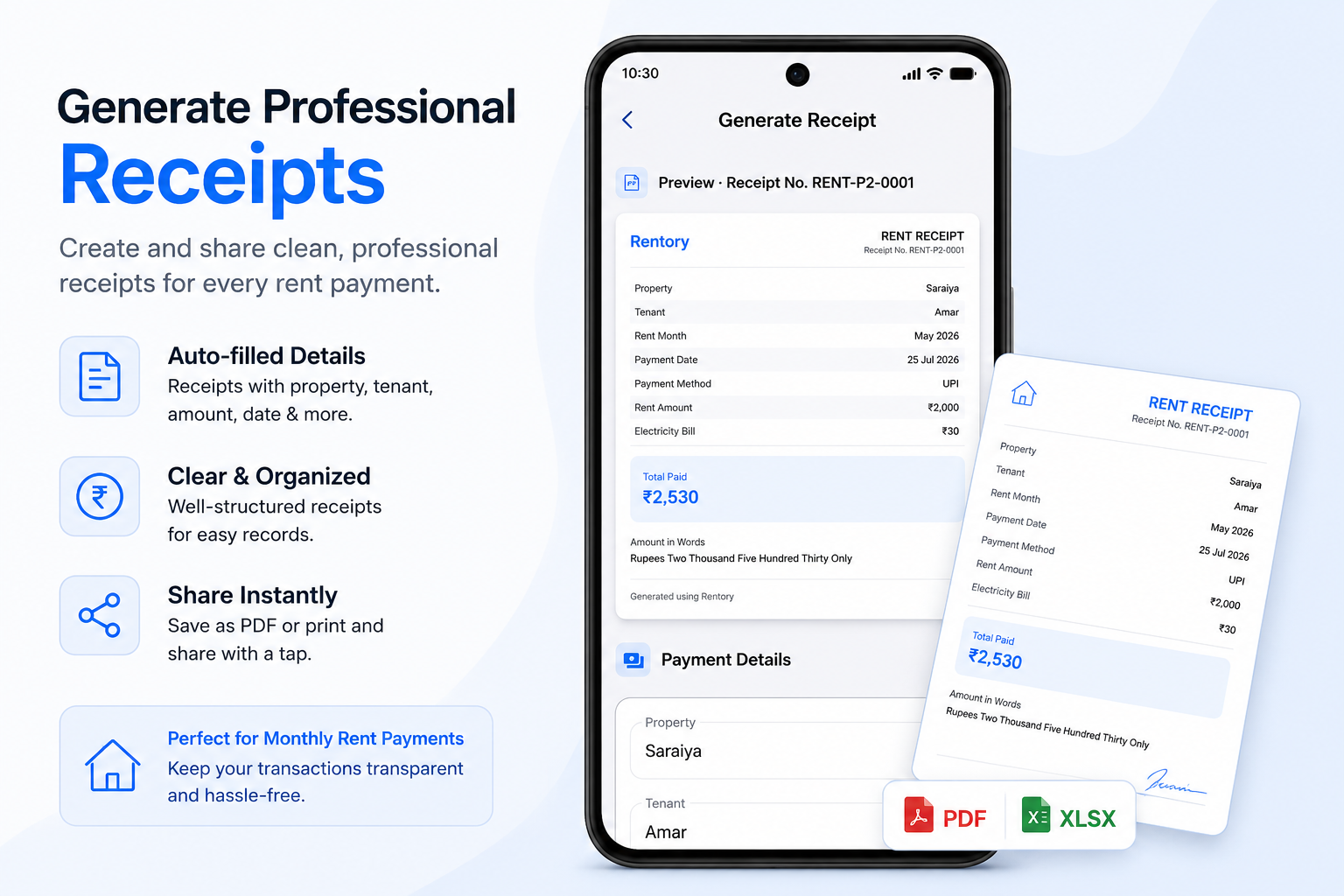 Generate Professional Receipts preview